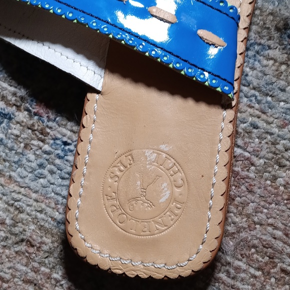 Penelope Chivlers Hug Patent Leather Sandal Blue w/ Tassels - Picture 4 of 4